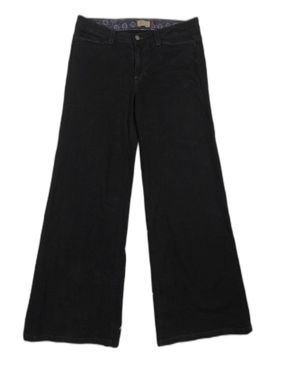 Womens Paige Premium Denim Wide Leg Jeans Black Size 31